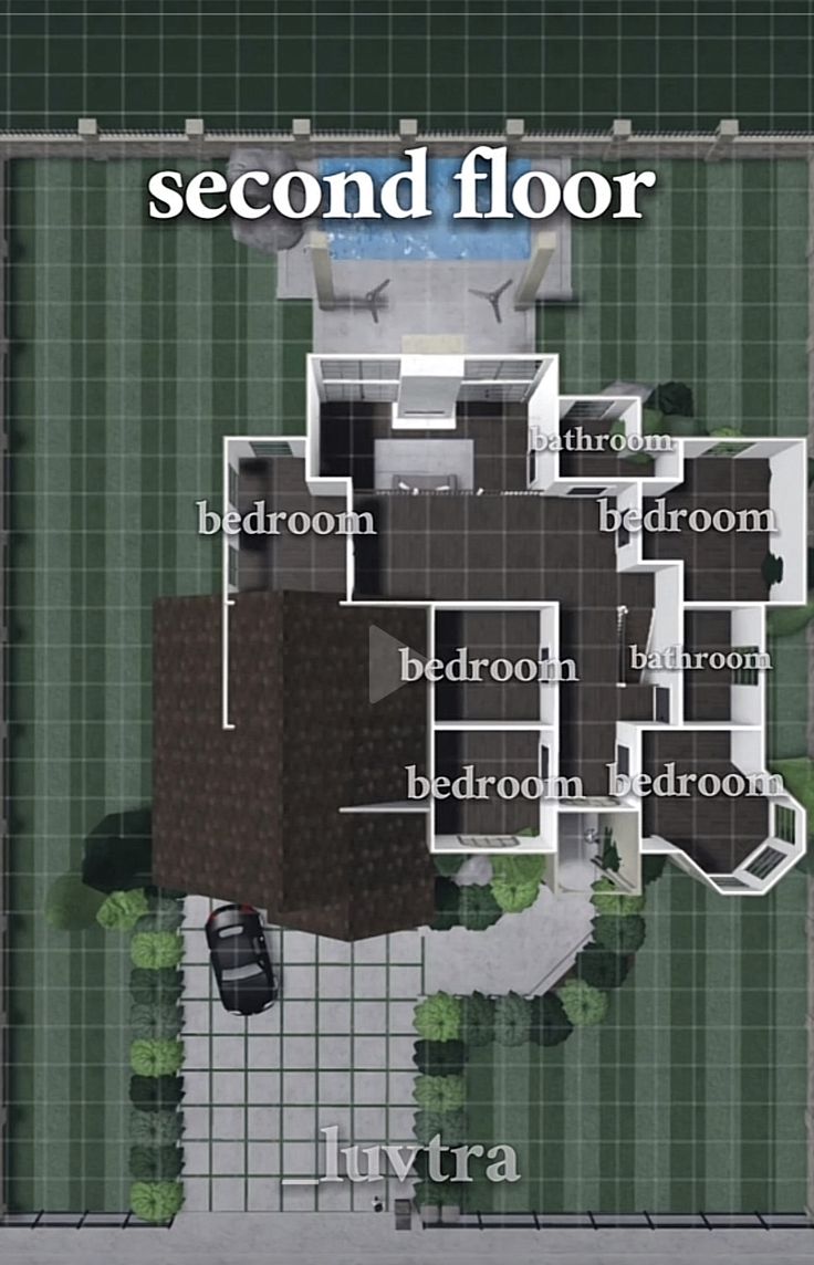 a floor plan for a house with two cars parked in the driveway and one car parked on