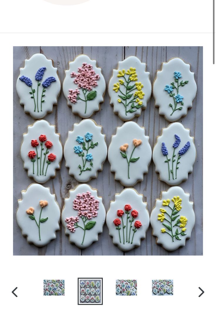 the cookies are decorated with flowers on them