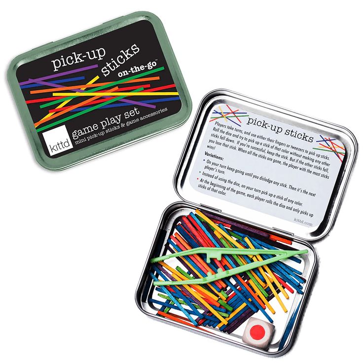 Pick-Up Sticks On-the-Go Play Set, Shop Sweet Lulu Kids Travel Games, Tin Ideas, Tin Crafts, Mini Gifts, Film Canister, Pick Up Sticks, Altoids Tins, Bible School Crafts, Mint Tins