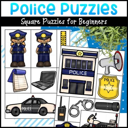 police puzzles for beginners with pictures of police officers