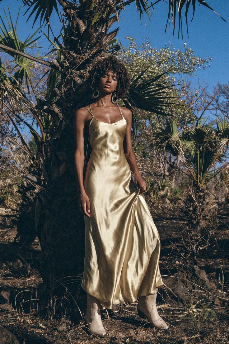 Golden Silk Slip Dress • Peace Silk Boho Dress Women ��• Silk Long Maxi Dress | AYA Sacred Wear Beach Bridesmaids, Organic Cotton Dress, Minimalist Dresses, Silk Gown, Silk Slip Dress, Silk Maxi Dress, Silk Slip, Maxi Gowns, Natural Silk