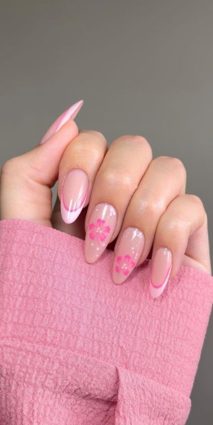 Check Out 16 Trendy Nails for Summer 2024 Cute Pink Beach Nails, Summer Nails No Acrylic, Simple But Cute Summer Nails, Short Summer Nails Flowers, Nail Inspo Trendy Summer 2024, Holiday Nails Summer Almond, Nail Designs Almond Shape Summer, Summer Nails Flowers Simple, Summer Vacay Nails French Tip