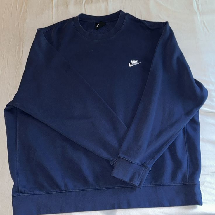 Perfect Condition. Super Soft On Inside. Could Be For Male Or Female. Nwot. Perfect Sweatshirt For This Weather! Not A Single Flaw Or Imperfection!! Blue Cotton T-shirt With Ribbed Cuffs, Nike Blue Crew Tops, Casual Nike Cotton Sweater, Basic Blue Sweatshirt With Ribbed Cuffs, Blue Crew Neck Cotton Sweater, Blue Cotton Crew Neck Sweater, Casual Navy Crew Top, Nike Blue Cotton Sweatshirt, Sporty Blue Crew-neck Top