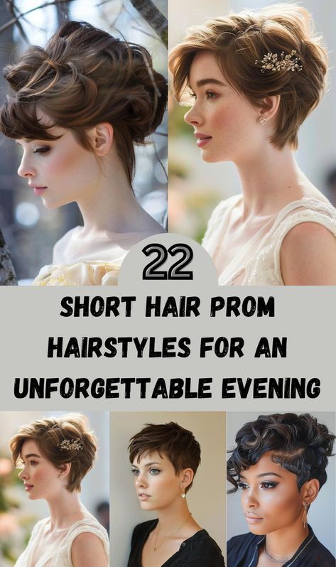 Super Short Prom Hairstyles, Styling Short Hair For Wedding, Short Formal Hairstyles Updos, Formal Hairstyles For Really Short Hair, Short Bob Hairstyles Formal, Prom Pixie Hairstyles, How To Style Short Hair For Formal Event, Prom Hair Short Length, Prom Hairstyles For Short Length Hair