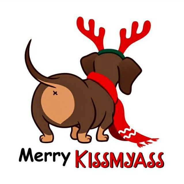 a brown dog wearing a red scarf with antlers on it's head and the words merry kissmass