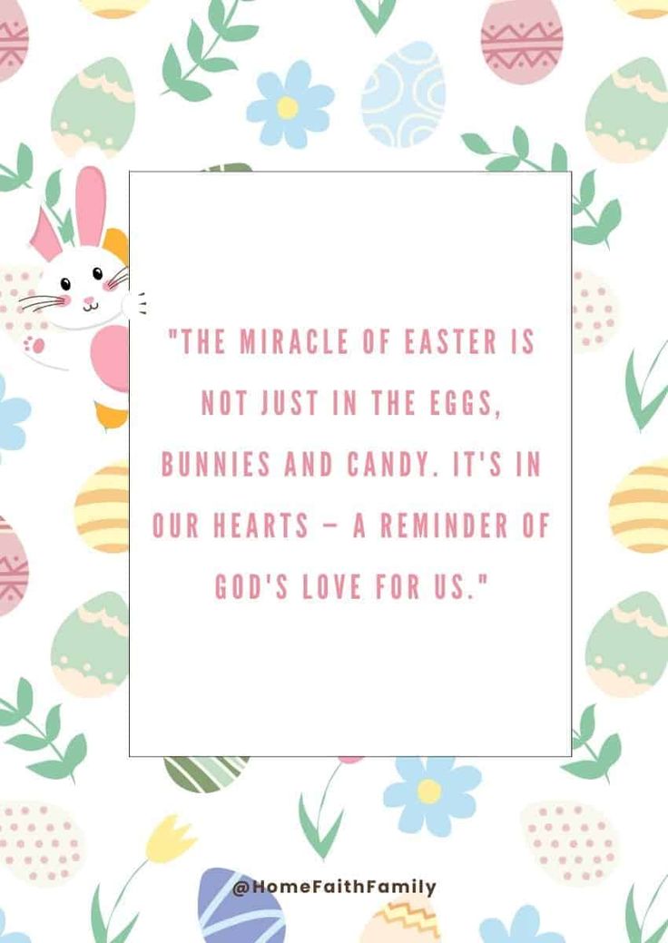 an easter card with the words from jelly beans to easter eggs, may you enjoy all the treats the furry white rabbit places inside your easter basket