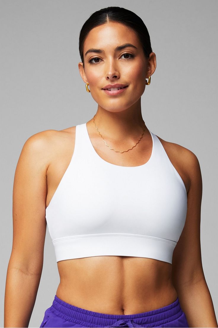 No-Bounce High Impact Sports Bra Fabletics white female regular High Impact Sports Bra, Sport Bh, Sport Bra, Classic White, High Neck, Sports Bra, Bra, Sports, How To Wear