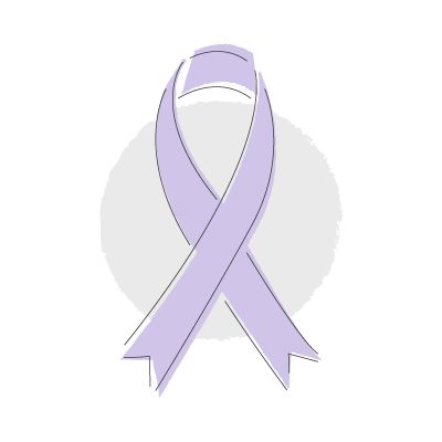 a purple ribbon on a white background