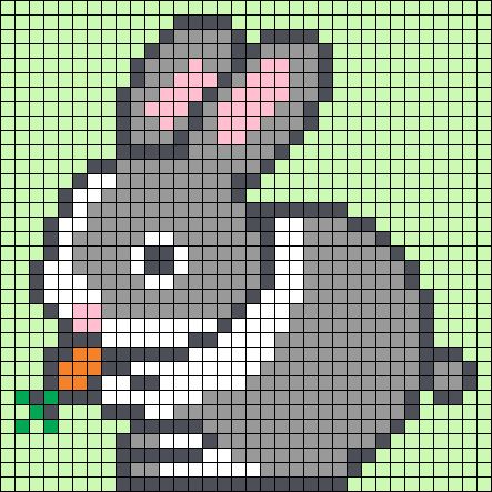 an elephant with a carrot in it's mouth is shown on a cross stitch pattern