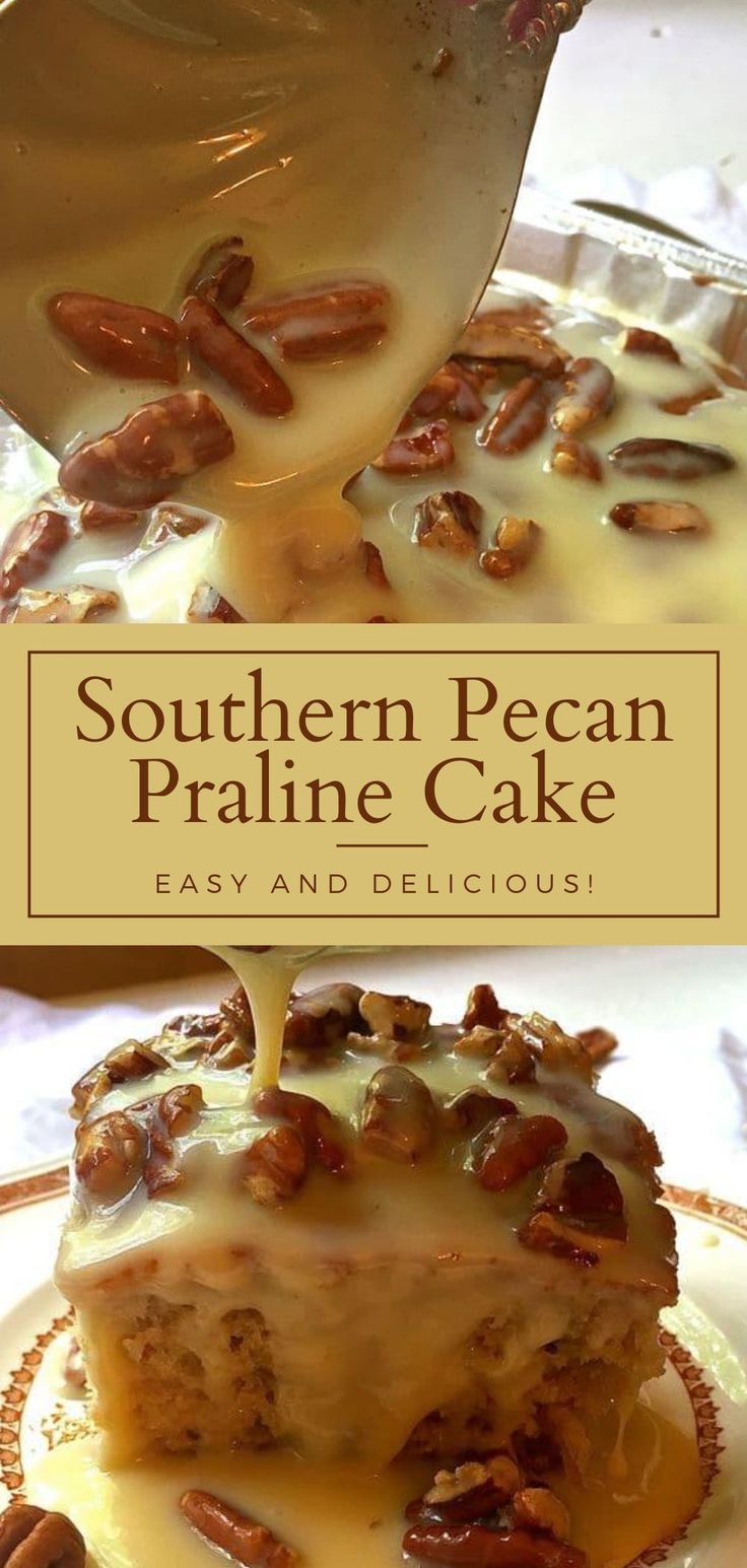 southern pecan pralie cake is an easy and delicious dessert that's ready to be eaten