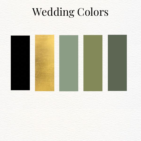 Black green gold colors. Square wedding color swatches Olive Green Black Gold Wedding, Forest Green Gold Wedding Theme, Deep Olive Green Wedding Theme, Green Gold White Black Wedding, Olive Champagne Black Wedding, Avocado Green Wedding Theme, Green Gold Wedding Palette, Green Gold White Wedding Color Schemes, Army Green Wedding Colors