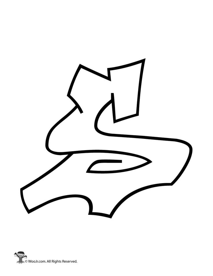 a black and white drawing of the letter s