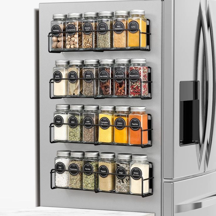 a refrigerator filled with lots of food and spices