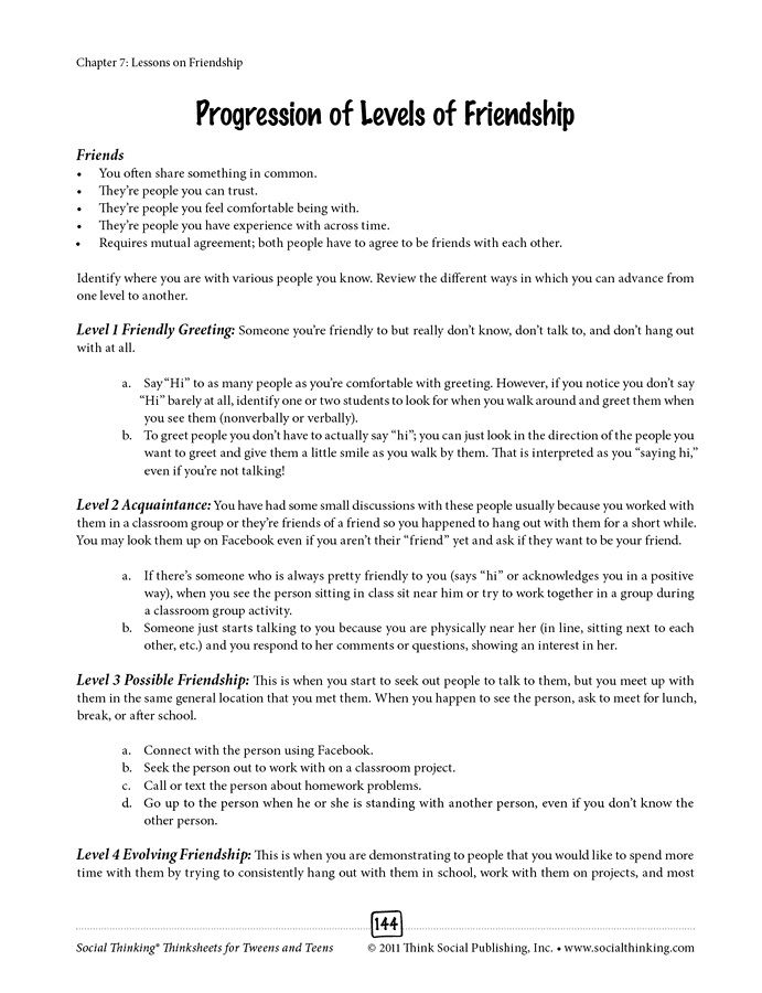 thinksheets/ Teens / Social Thinking Types Of Friendships, Social Skills Training, Friendship Skills, Social Skills Groups, Teaching Social Skills, Social Communication, Social Thinking, School Social Work, Learning To Read