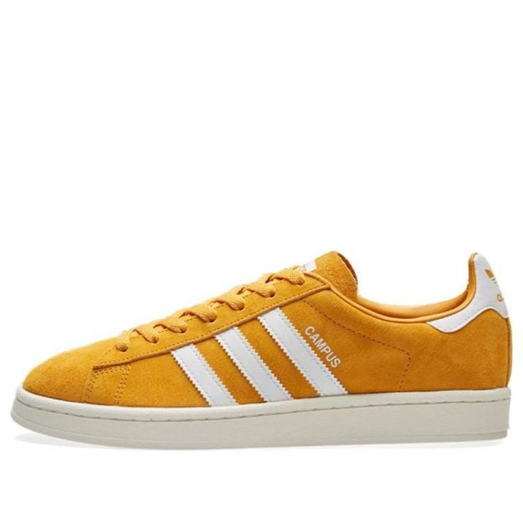 Adidas originals Campus Shoes 'Tactile Yellow' BZ0088 Adidas Leather Lace-up Running Shoes, Modern Adidas Sneakers With Round Toe, Modern Adidas Low-top Running Shoes, Modern Adidas Sneakers For Light Sports, Modern Low-top Running Shoes With Adidas Logo, Adidas Logo White Lace-up Sneakers, Modern Adidas Lace-up Sneakers, Adidas Lace-up Sneakers With White Sole, Yellow Adidas Lace-up Sneakers