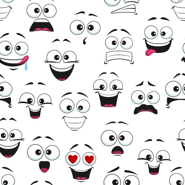 an assortment of cartoon faces with different expressions and facial expressions, including eyes, lips, mouths