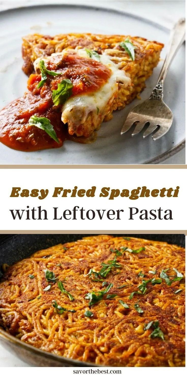 easy fried spaghetti with leftover pasta is the perfect meal to make ahead and freeze