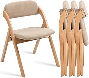 a set of six wooden folding chairs next to each other