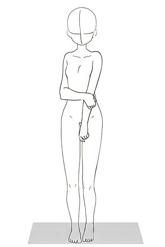 a line drawing of a woman standing with her hands on her hips