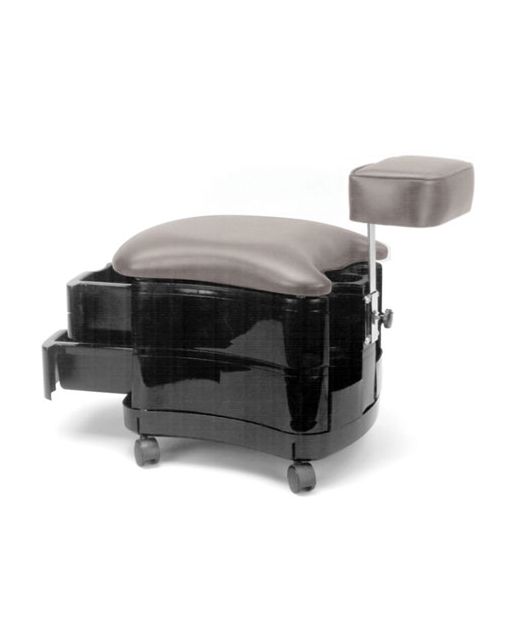 The Pibbs 2033 Two Shelf Pedicure Stool with Adjustable Footrest is Made in Italy and perfect for use with any pedicure chair. This pedicure stool is ideal for those who want style, storage and functionality. The Pibbs 2033 pedicure stool features 2 storage drawers, an adjustable footrest, and sits atop 4 industrial strength casters that allow for ease of mobility. The stool cushion and adjustable foot rest are available in 35 custom vinyl colors (see chart). The ultra high density molded ABS pl Ottoman Ideas, Stool Chart, Nail Salon And Spa, Professional Hair Tools, Home Nail Salon, Portable Spa, Nail Salon Decor, Spa Equipment, Stool Cushion