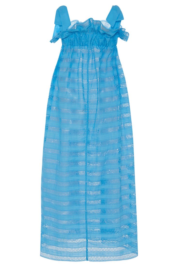 Free-flowing and feminine, our new Jaime dress in the perfect blue lattice lace will fast become your favorite frock. Luxurious, embroidered cotton and matching cotton straps make it ethereal and elegant—a dress you'll want to wear day and night. Cerulean embroidered cotton Matching blue straps Elasticated chest Loose fit 100% cotton Made in New York City Dry clean Blue Lace Trim Summer Dress, Light Blue Lace Dress For Summer, Blue Spaghetti Strap Dress With Lace Trim, Blue Maxi Dress With Lace Trim For Spring, Blue Midi Dress With Lace Trim For Daywear, Blue Lace Midi Dress For Summer, Light Blue Lace Dress For Daywear, Light Blue Lace Midi Dress For Summer, Spring Blue Lace Maxi Dress