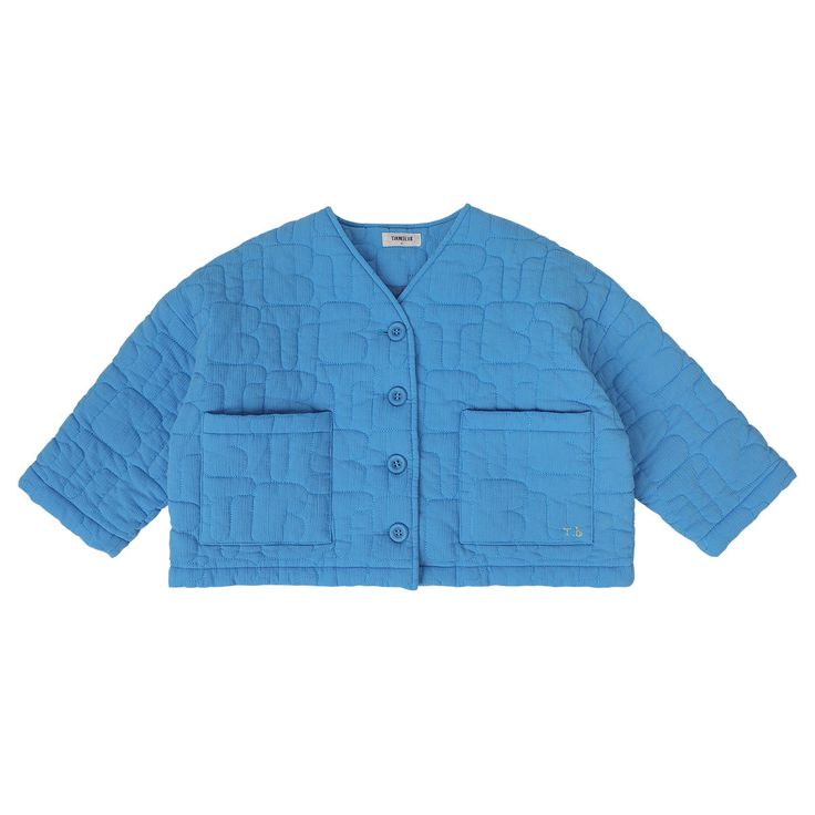 Blue Quilted Jacket – The Little Red Planet Spring Cotton Quilted Outerwear, Spring Quilted Cotton Outerwear, Quilted Cotton Outerwear For Spring, Spring Cotton Puffer Jacket With Pockets, Cotton Quilted Long Sleeve Puffer Jacket, Quilted Cotton Long Sleeve Outerwear, Blue Quilted Spring Outerwear, Spring Cotton Quilted Puffer Jacket, Quilted Cotton Puffer Jacket For Spring