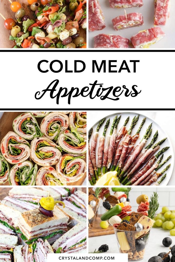 collage of cold meat appetizers with text overlay