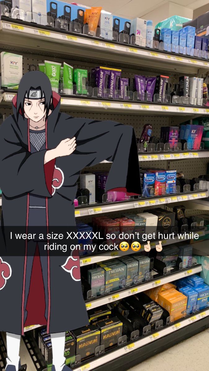 an anime character standing in front of a store shelf