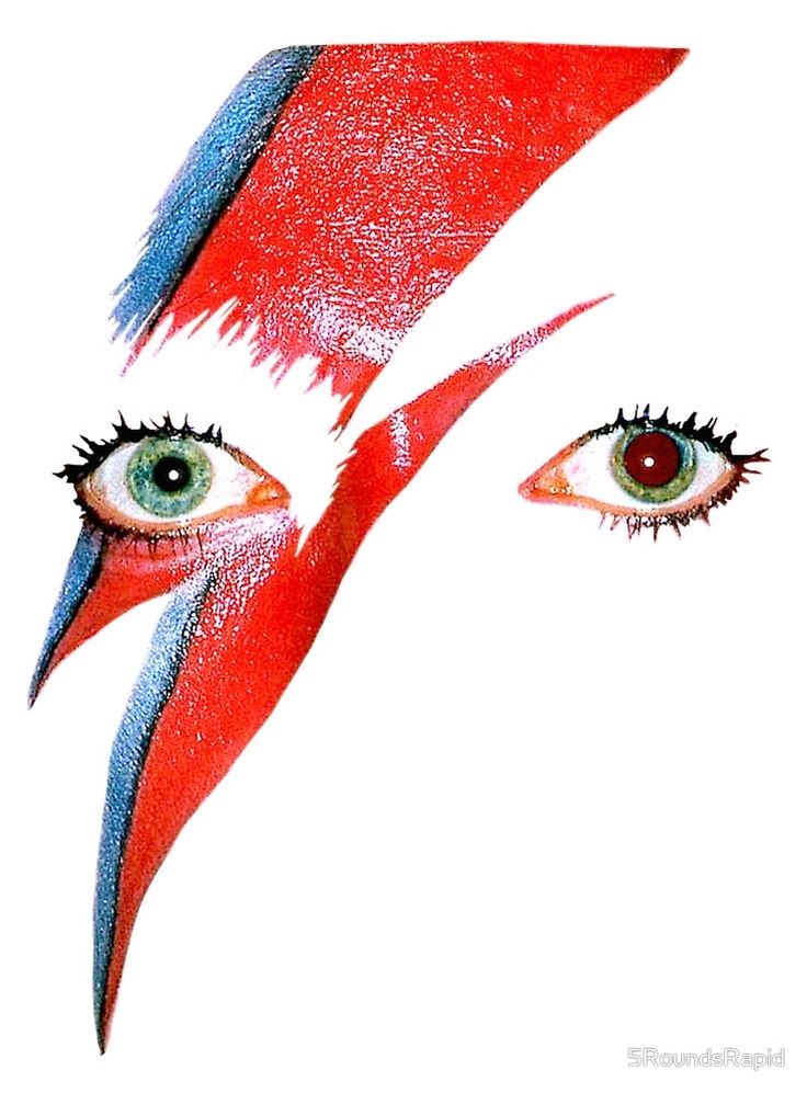 an artistic drawing of two eyes with red and blue hair