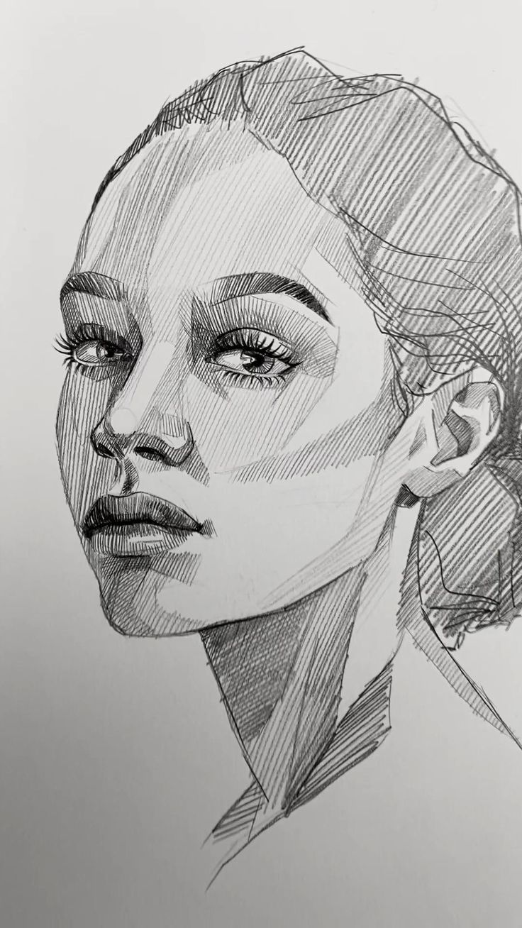 a pencil drawing of a woman's face