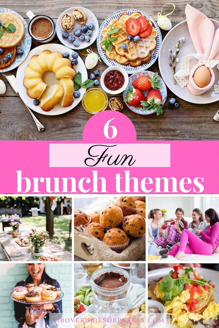 a collage of photos with the words fun brunch themes