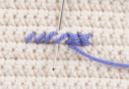 the crochet stitch is being worked on