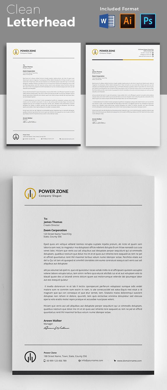 a clean and professional letterhead is displayed in this graphic style, with two different colors