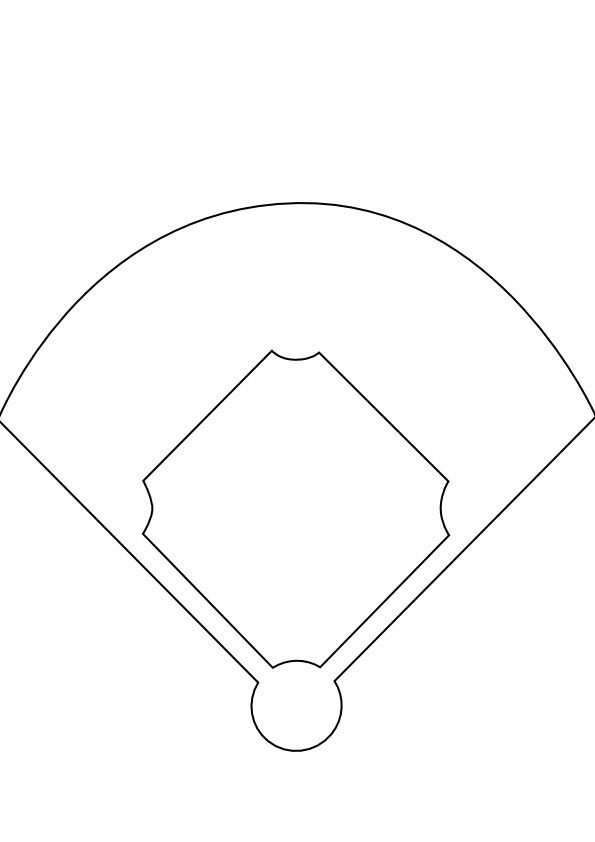 an outline of a baseball field with a ball in the middle and a base on it