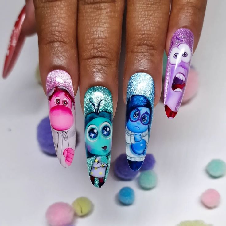 Steffi Jasmine Fernandes | Inside out nail art 💅💅 With my one and only @glamliciousnails !! Been a while but we’re back 😜🔥 Who is your fav character? #insideout… | Instagram Inside Out Nails, Fav Character, My One And Only, Nail Art Disney, Inside Out 2, Long Acrylic, Nail Manicure, One And Only, Nail Art Designs