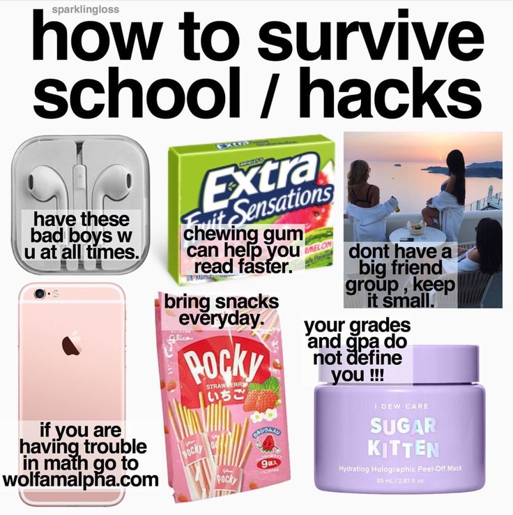 an advertisement for some kind of products with the words how to survive school / hacks