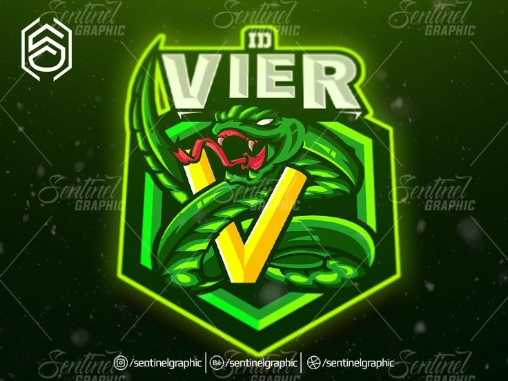 a green and yellow snake emblem with the word vier on it's side