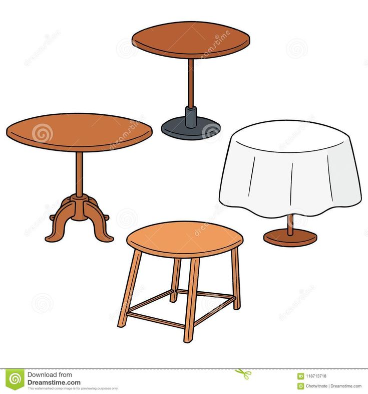 three wooden tables and two stools with white tablecloth on the top royalty illustration