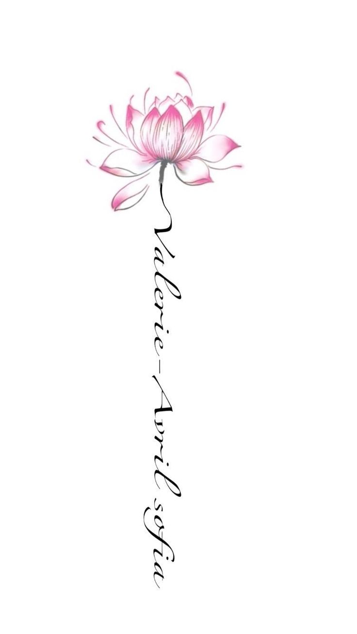 a pink flower with the words love and life written in black ink on a white background