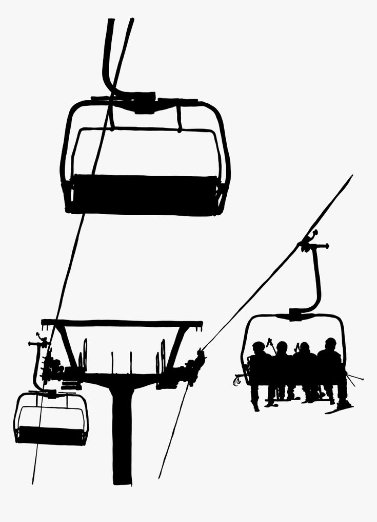 the silhouettes of people are riding on a ski lift, and one person is standing at the bottom of the chairlift