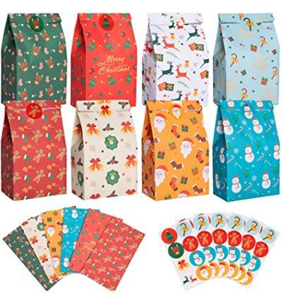 christmas gift bags with different designs and patterns