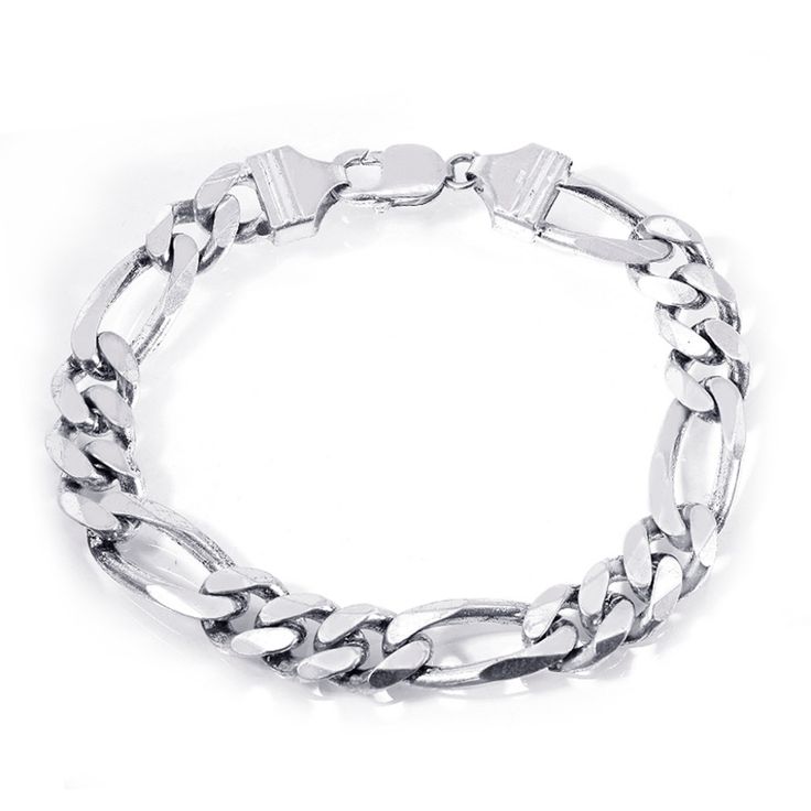 This White Gold Plated Over Silver Classic Figaro Link Chain Bracelet Suits With Everything. Classy Design Is Eye-Catching And Sure To Bring Lots Of Attention. This Piece Shines Elegantly In The Light And Drapes Beautifully On The Wrist And Securely Fastens With A Lobster Claw Clasp. This Bracelet Weighs 42.2 Grams, Measures 8" Long Sr1885 Elegant Metal Bracelets With Figaro Chain, Elegant Cuban Link Bracelet With Silver Chain, Elegant Silver Chain Cuban Link Bracelet, Elegant Silver Cuban Link Metal Bracelet, Elegant Silver Bracelet With Figaro Chain, Formal Silver Bracelet With Figaro Chain, Metal Chain Link Bracelet With Figaro Chain, Elegant Silver Figaro Chain Bracelet, Silver Bracelet With Figaro Chain And Oval Link