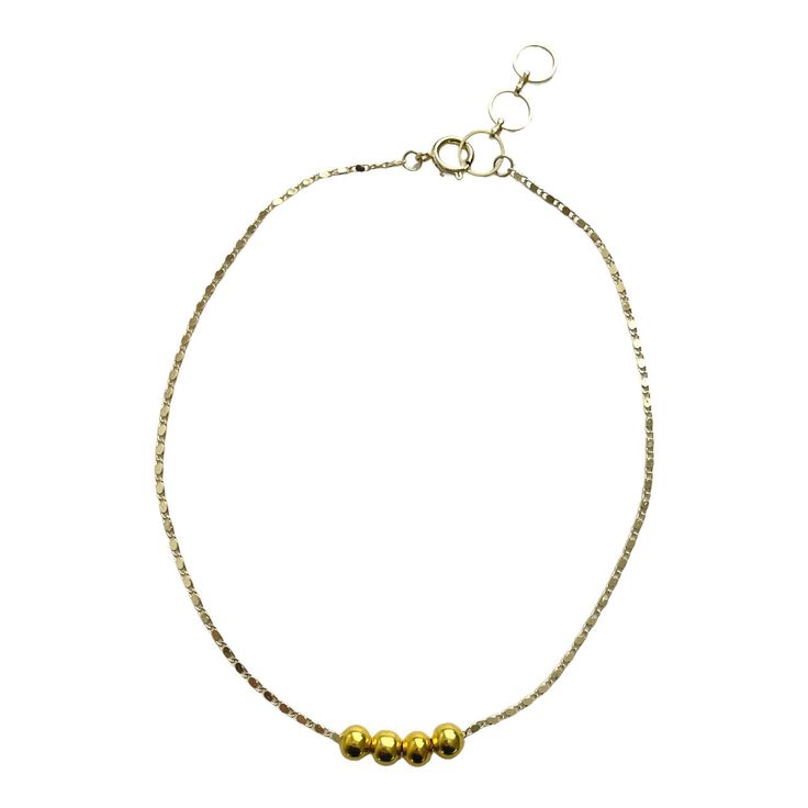 Gold plated mosaic chain with gold plated spacer beads to create your own mosaic necklace! Add to this necklace with our clip-anywhere charms (pictured) or your own charms to make your own personalized piece. Has extender to adjust length from 17in to 20in. Gold Plated Jewelry With Adjustable Chain And Round Beads, Yellow Gold Metal Jewelry With Round Beads, Adjustable Dangle Jewelry With Gold Beads, Gold Sterling Silver Round Beads Jewelry, Gold Beads Minimalist Jewelry, 14k Gold Filled Round Beads Jewelry, Minimalist Gold Round Beads Jewelry, Minimalist Gold Round Bead Jewelry, 14k Gold-filled Round Beads Jewelry