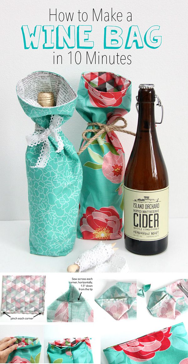 Tutorial: Make a Wine Bag in 10 Minutes Wine Bag Pattern, Wine Purse, Holiday Hand Towels, Wine Bottle Gift Bag, Wine Bottle Bag, Wine Bottle Covers, Wine Bottle Gift, Make Tutorial, Wine Gift Bag