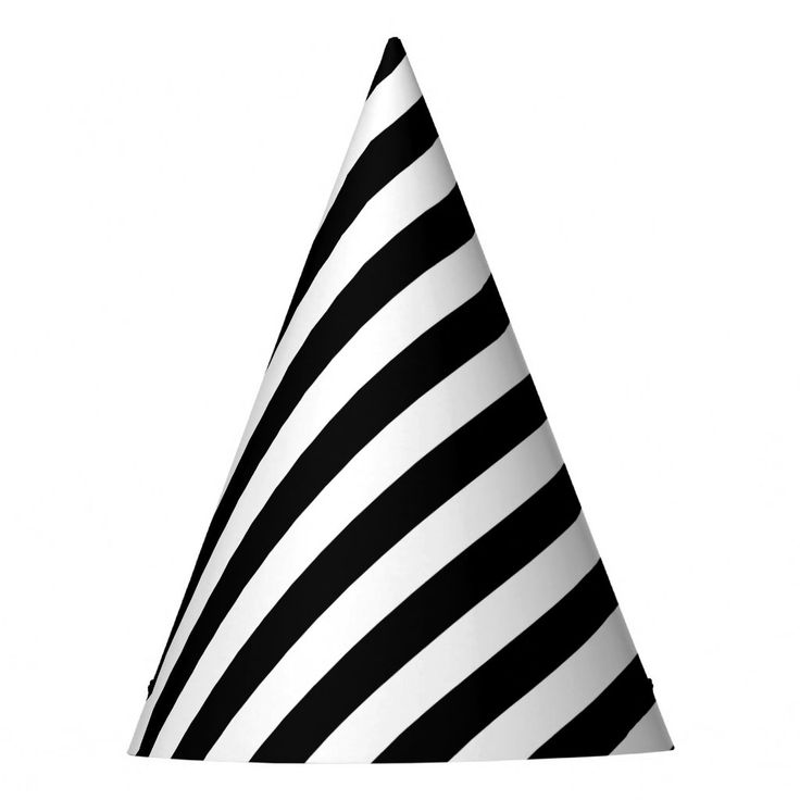 a black and white striped party hat