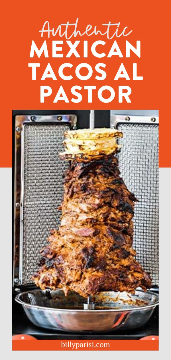 an image of mexican tacosal pastor with the title overlaying it's image