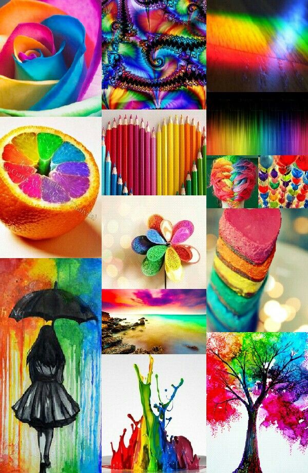 a collage of images with different colors and designs on them, including an umbrella