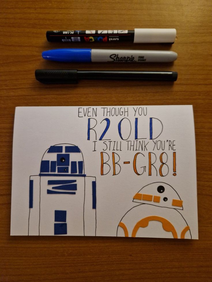 a star wars birthday card with r2d2 and bb - g8 on it