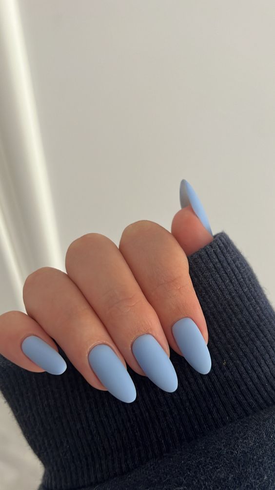 Matted Nails, Matte Nail Colors, Blue Matte Nails, Blue Nail Color, Plain Nails, Cute Simple Nails, Nail Colors Winter, Blue Nail, Minimalist Nails