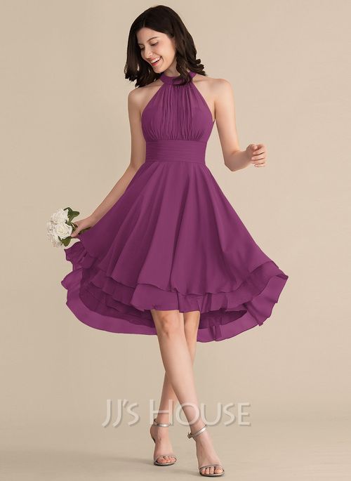 Dress Designs For Women, Bridesmaid Dresses Short Purple, Purple Bridesmaid Dress, Summer Bridesmaid Dresses, Chiffon Cocktail Dress, Purple Bridesmaid Dresses, Best Dress, Semi Formal Dresses, Short Bridesmaid Dresses